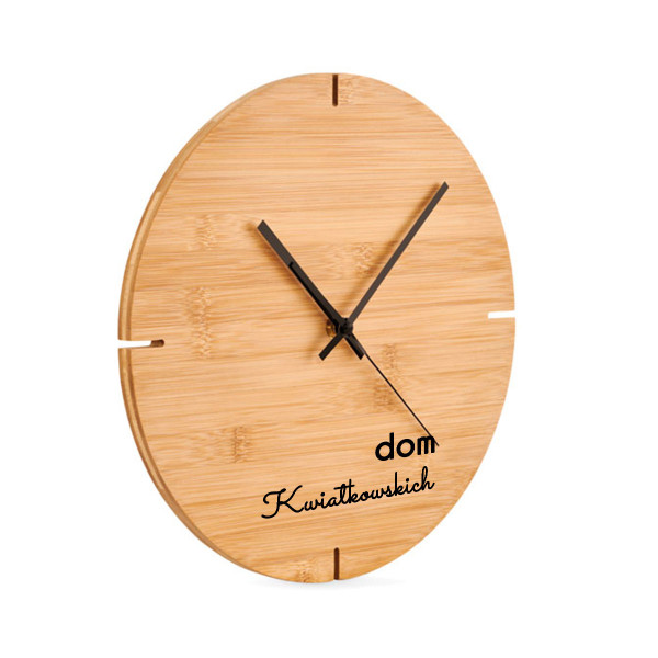Bambusowy zegar ścienny "Dom" z wybranym przez Ciebie nazwiskiem