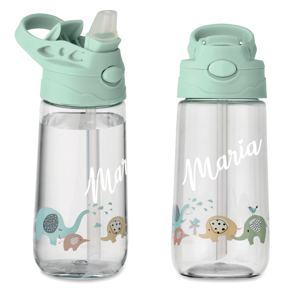 Butelka na wodę "Słoniki" dla dzieci z personalizowanym imieniem wybranym przez Ciebie (450ml)