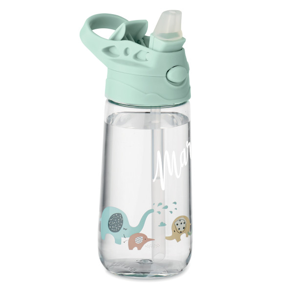 Butelka na wodę "Słoniki" dla dzieci z personalizowanym imieniem wybranym przez Ciebie (450ml)