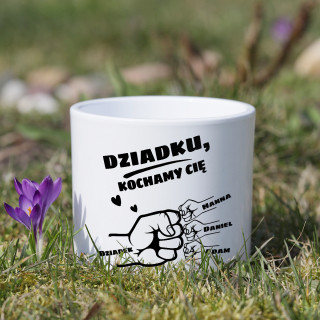 Ceramiczna doniczka "Dziadek i wnuki" z imionami wnuków