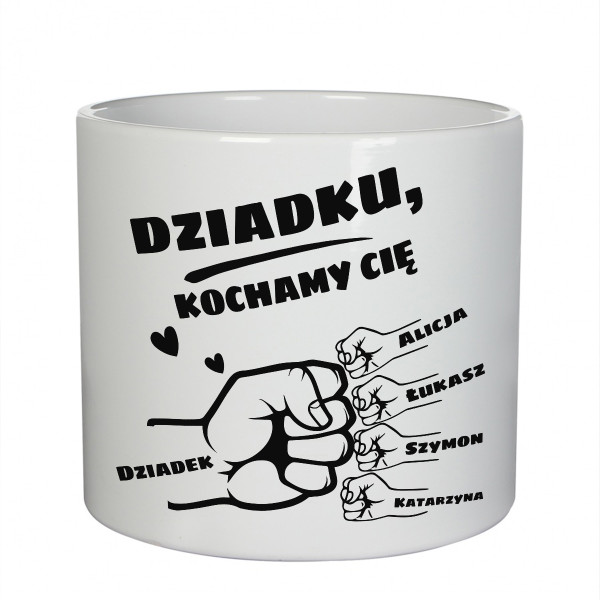 Ceramiczna doniczka "Dziadek i wnuki" z imionami wnuków