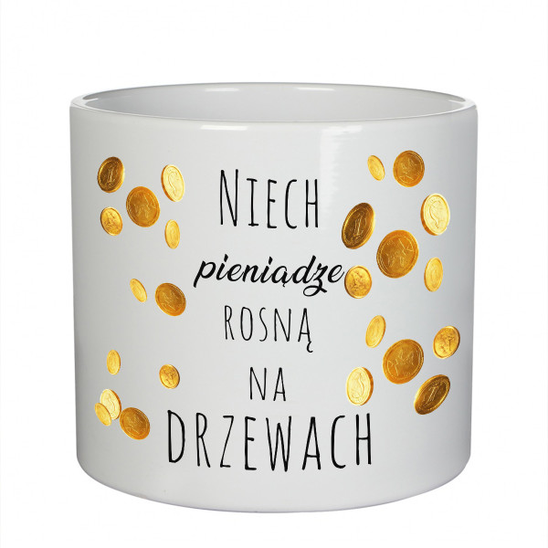 Ceramiczna doniczka "Niech pieniądze rosną na drzewach"