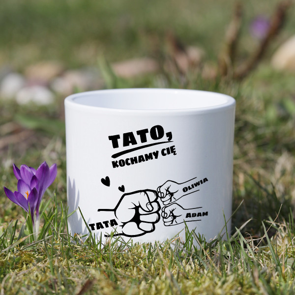 Ceramiczna doniczka "Tata i dzieci" z imionami dzieci