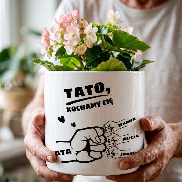 Ceramiczna doniczka "Tata i dzieci" z imionami dzieci