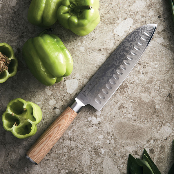 Damaszski nóż santoku "VINGA Hattasan"
