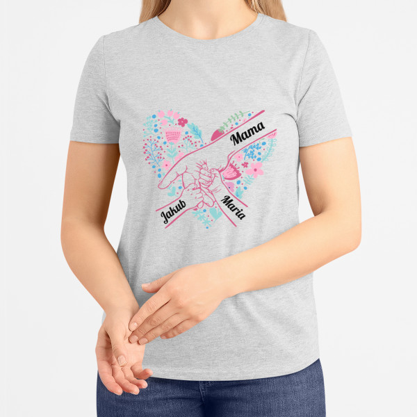 Damska koszulka "Serduszko mamusi" z wybranymi imionami dzieci
