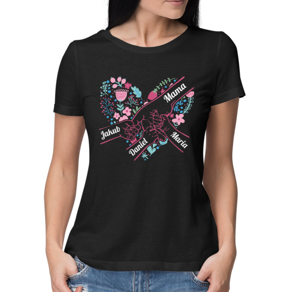 Damska koszulka "Serduszko mamusi" z wybranymi imionami dzieci