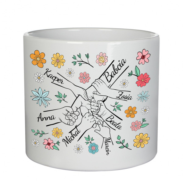 Doniczka ceramiczna "Babcia i wnuczki" z imionami wnucząt Doniczka ceramiczna "Babcia i wnuczki" z imionami wnucząt