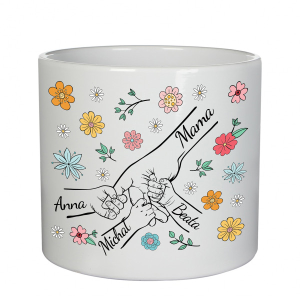 Doniczka ceramiczna "Mama i dzieci" z imionami dzieci Doniczka ceramiczna "Mama i dzieci" z imionami dzieci