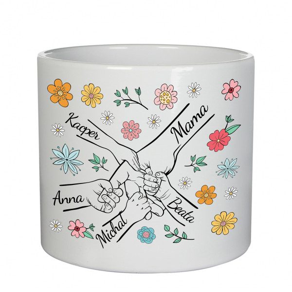 Doniczka ceramiczna "Mama i dzieci" z imionami dzieci Doniczka ceramiczna "Mama i dzieci" z imionami dzieci