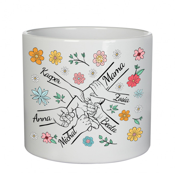 Doniczka ceramiczna "Mama i dzieci" z imionami dzieci Doniczka ceramiczna "Mama i dzieci" z imionami dzieci