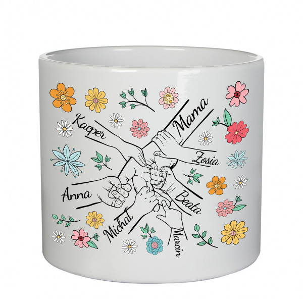 Doniczka ceramiczna "Mama i dzieci" z imionami dzieci Doniczka ceramiczna "Mama i dzieci" z imionami dzieci