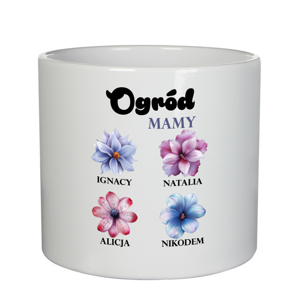 Doniczka ceramiczna "Ogród Mamy" z imionami dzieci