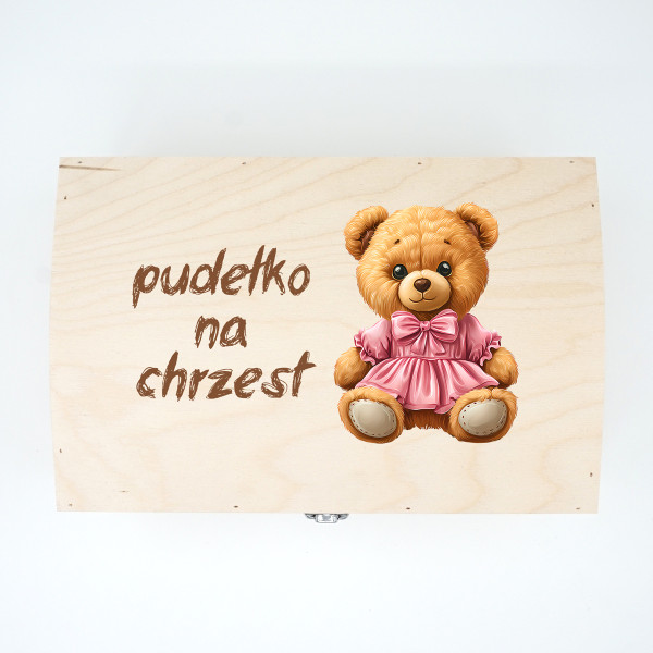 Drewniane pudełko "Pudełko na chrzciny z misiem" Drewniane pudełko "Pudełko na chrzciny z misiem"