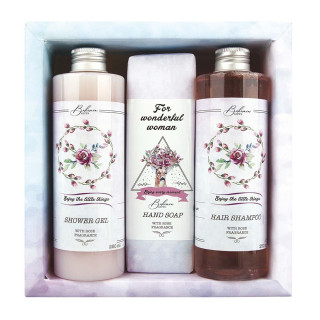 Zestaw upominkowy "For wonderful woman" (żel pod prysznic 250ml + mydło 145g + szampon 250ml)