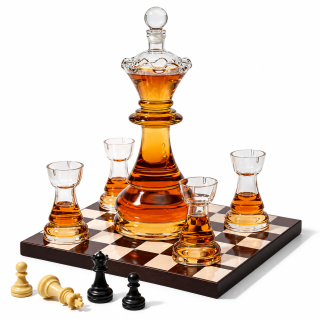 Zestaw karafki i 4 kieliszków "Royal Chess"