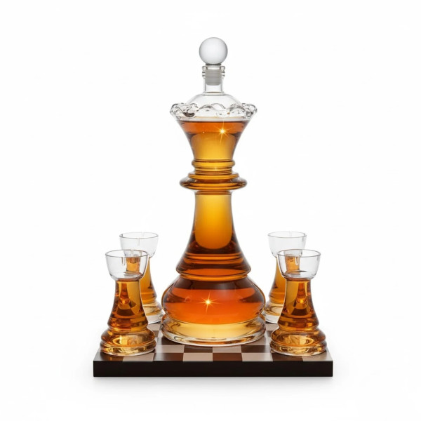Zestaw karafki i 4 kieliszków "Royal Chess"