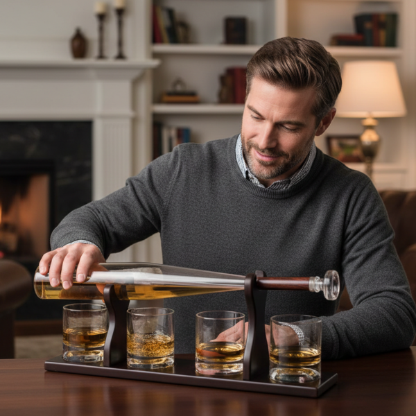 Zestaw karafki ze stojakiem w formie broni i 4 szklanek "Baseball bat"