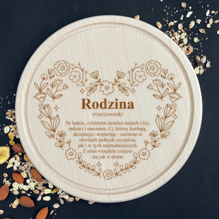 Grawerowana okrągła deska do krojenia "Rodzina"