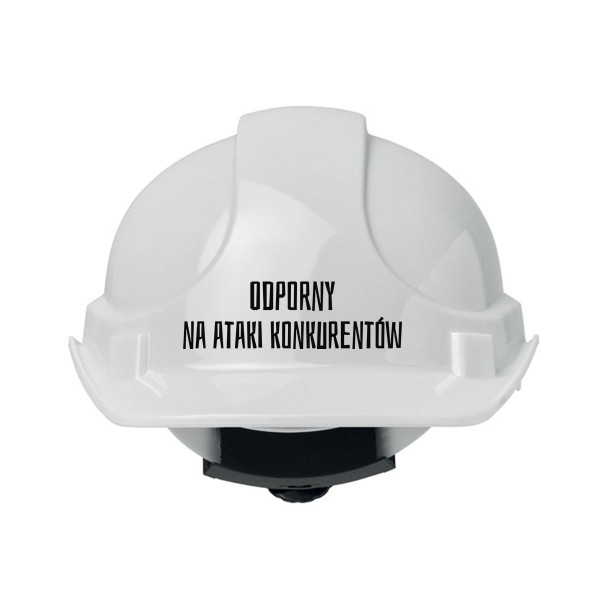 Kask budowlany "Odporny na ataki konkurentów"