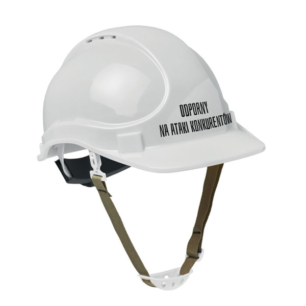 Kask budowlany "Odporny na ataki konkurentów"