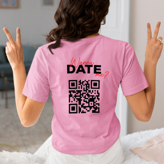 Koszulka "Wanna date me?" ze spersonalizowanym kodem QR