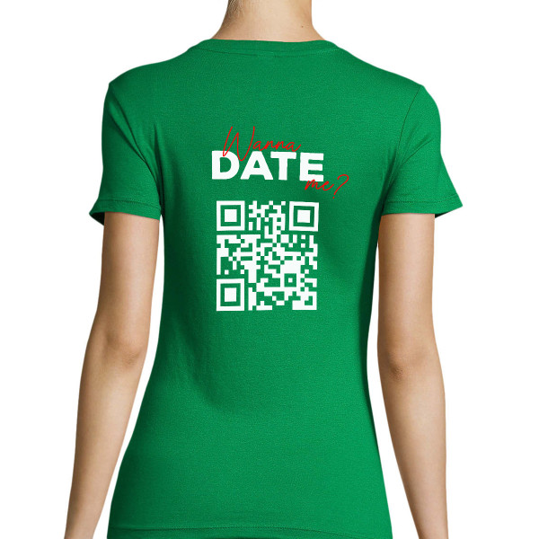 Koszulka "Wanna date me?" ze spersonalizowanym kodem QR