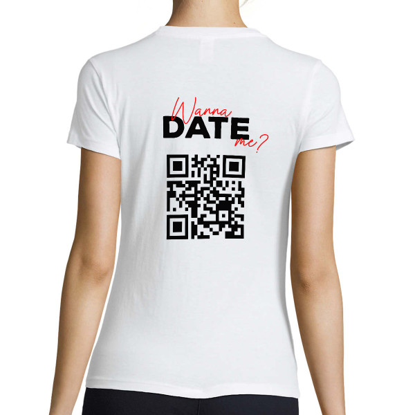 Koszulka "Wanna date me?" ze spersonalizowanym kodem QR