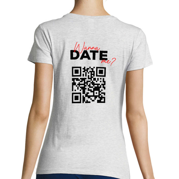 Koszulka "Wanna date me?" ze spersonalizowanym kodem QR