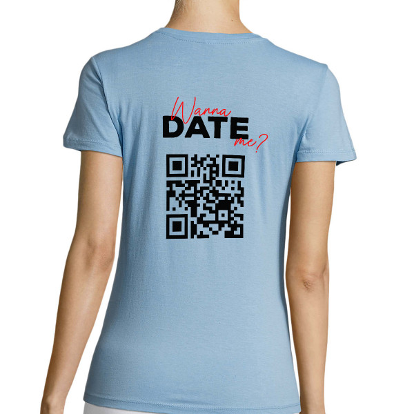 Koszulka "Wanna date me?" ze spersonalizowanym kodem QR