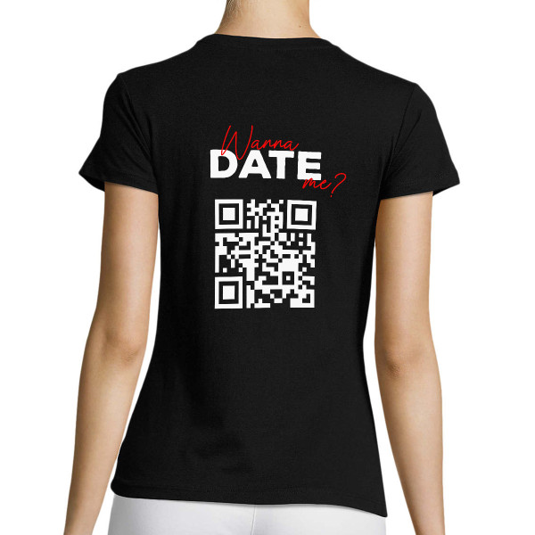 Koszulka "Wanna date me?" ze spersonalizowanym kodem QR