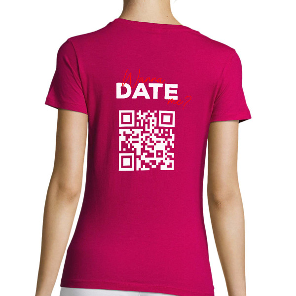 Koszulka "Wanna date me?" ze spersonalizowanym kodem QR