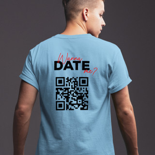 Koszulka "Wanna date me?" ze spersonalizowanym kodem QR