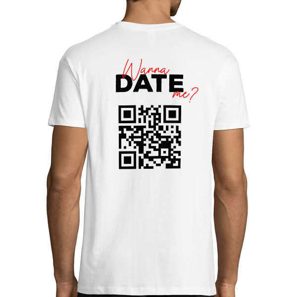 Koszulka "Wanna date me?" ze spersonalizowanym kodem QR