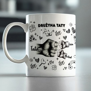 Kubek "Drużyna Taty" z wybranymi imionami dzieci