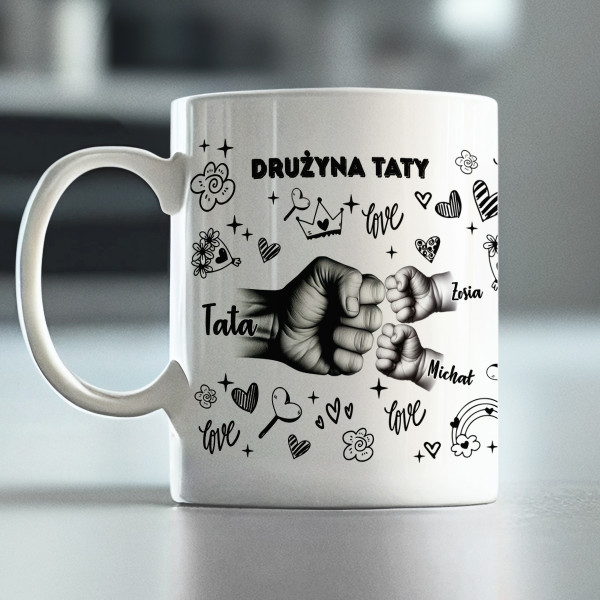 Kubek "Drużyna Taty" z wybranymi imionami dzieci