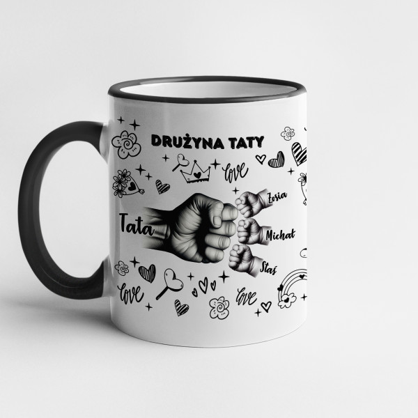 Kubek "Drużyna Taty" z wybranymi imionami dzieci