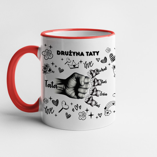 Kubek "Drużyna Taty" z wybranymi imionami dzieci