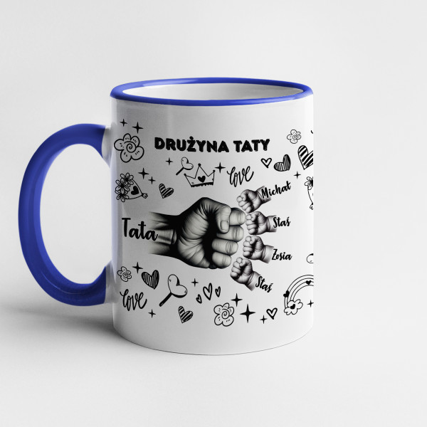 Kubek "Drużyna Taty" z wybranymi imionami dzieci