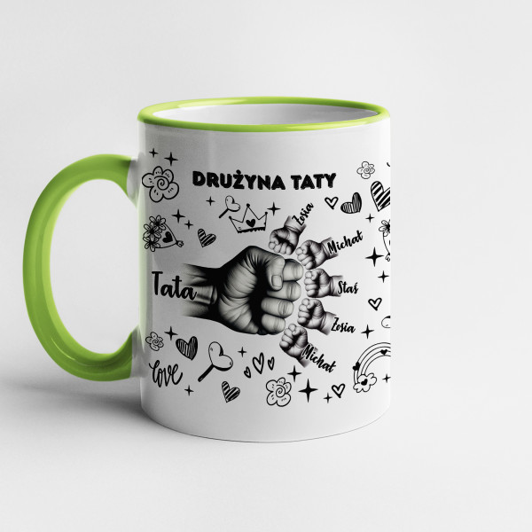 Kubek "Drużyna Taty" z wybranymi imionami dzieci