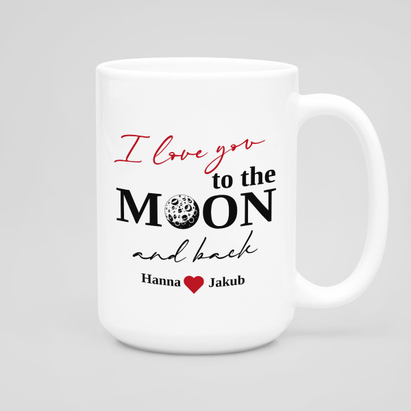 Kubek XL "To the moon and back" z wybranymi przez Ciebie imionami (450ml)