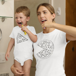 Komplet koszulki dla mamy i body dla dziecka "Pizza"