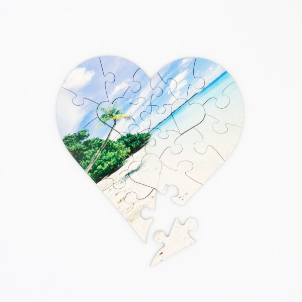 Drewniane puzzle w kształcie serca "Moment" z przez Ciebie wybranym zdjęciem (17x17cm)