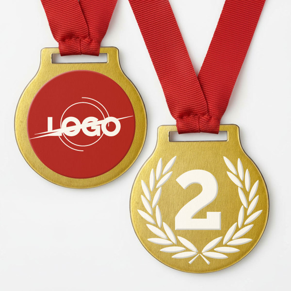 Medal metalowy z wybranym numerem i logo po drugiej stronie Medal metalowy z wybranym numerem i logo po drugiej stronie