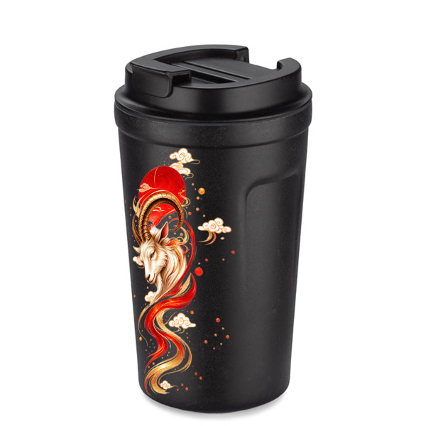 Metalowy kubek termiczny „COLPO” z ognistą kozą (400 ml)