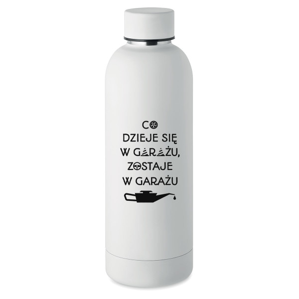 Metalowa butelka termiczna "Zostaje w garażu" (500ml)