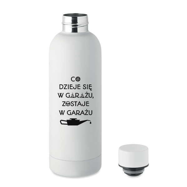 Metalowa butelka termiczna "Zostaje w garażu" (500ml)
