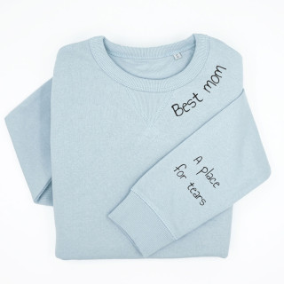 Pastelowa bluza UNISEX "Best mom" z nadrukiem na rękawie Pastelowa bluza UNISEX "Best mom" z nadrukiem na rękawie