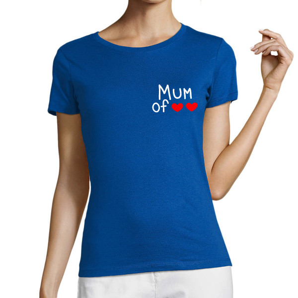 Koszulka damska “Mum" z wybraną przez Ciebie liczbą serduszek