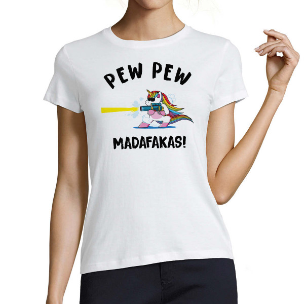 Koszulka damska "Pew Pew Jednorożec"